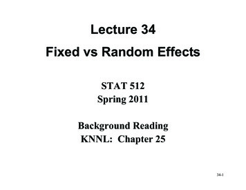 Lecture 34 Fixed Vs Random Effects - Purdue University