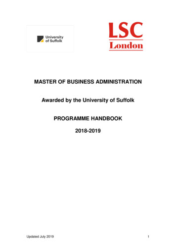 MASTER OF BUSINESS ADMINISTRATION Awarded By The .