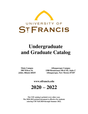 Undergraduate And Graduate Catalog - St. Francis