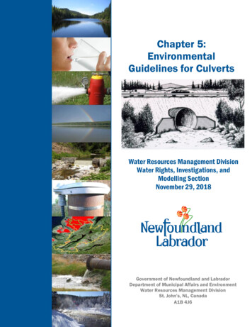 Chapter 5: Environmental Guidelines For Culverts