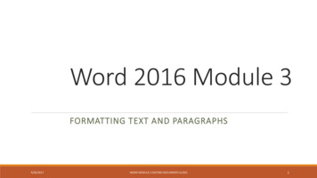 Word 2016 Module 3 - Fullcoll.edu