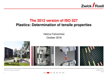 The 2012 Version Of ISO 527 Plastics: Determination Of .