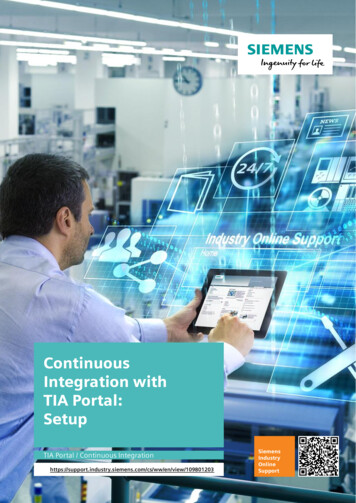 Continuous Integration With TIA Portal: Setup - Siemens