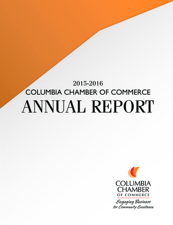 2015-2016 Columbia Chamber Of Commerce Annual Report