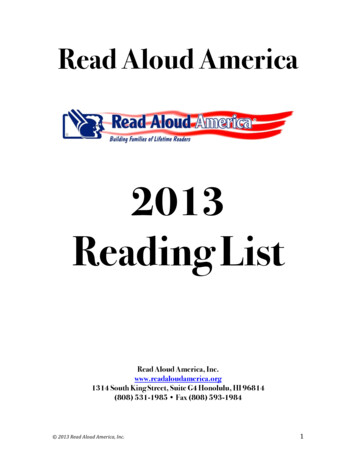 2013 Reading List - Read Aloud America