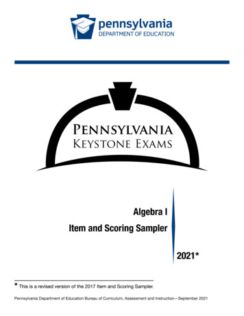 Pennsylvania Keystone Algebra 1 Item Sampler