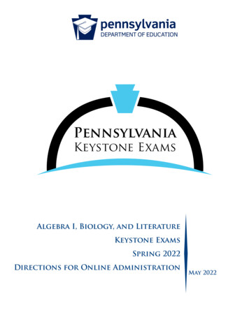Pennsylvania Keystone Exams Algebra I, Biology, And Literature .