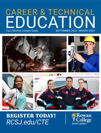 CAREER & TECHNICAL EDUCATION - Rowan College Of South Jersey