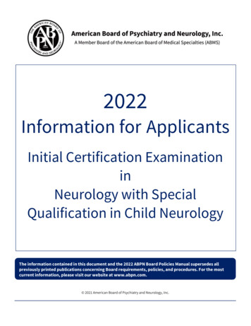 2022 Child Neurology Certification IFA - Abpn 