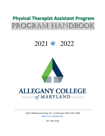 '21-'22 PTA Program Handbook - Allegany College Of Maryland