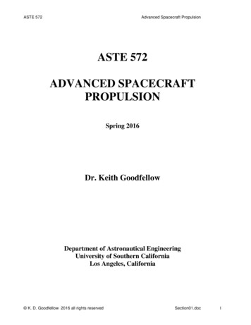 ASTE 572 ADVANCED SPACECRAFT PROPULSION - University Of Southern California