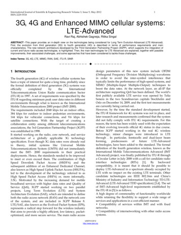 3G, 4G And Enhanced MIMO Cellular Systems: LTE-Advanced - IJSER