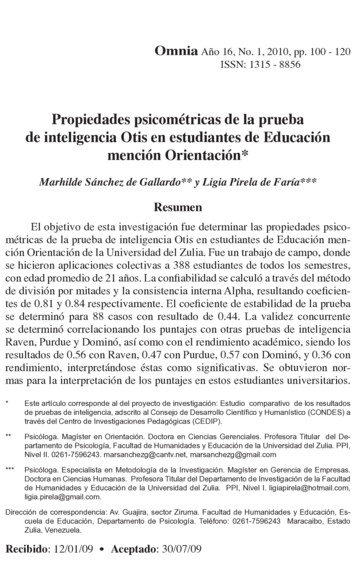 Propiedades Psicométricas De La Prueba De Inteligencia Otis En . - UNAM