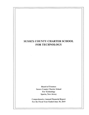 SUSSEX COUNTY CHARTER SCHOOL FOR TECHNOLOGY - Government Of New Jersey