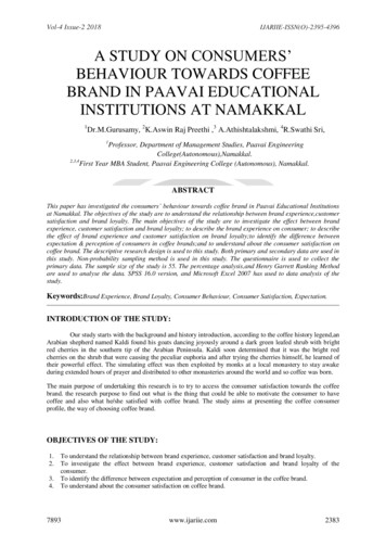 A Study On Consumers' Behaviour Towards Coffee Brand In Paavai .