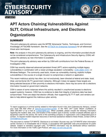 APT Actors Chaining Vulnerabilities Against SLTT, Critical . - CISA