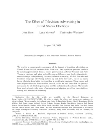 The E Ect Of Television Advertising In United States Elections