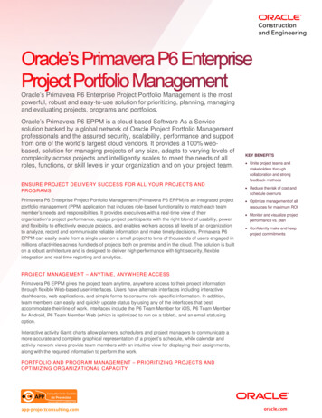 Oracle's Primavera P6 Enterprise Project Portfolio Management Is The Most