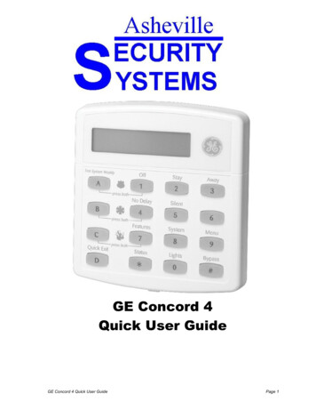 GE Concord 4 Quick User Guide - Asheville Security
