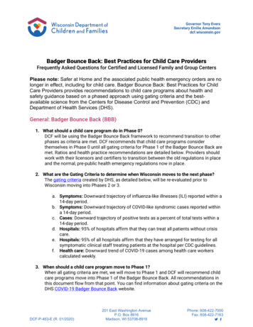 Badger Bounce Back Best Practice For Child Care Providers