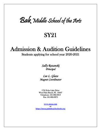 SY21 Admission & Audition Guidelines - SharpSchool