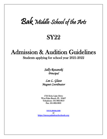 SY22 Admission & Audition Guidelines - SharpSchool