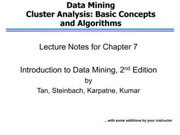 Data Mining Cluster Analysis: Basic Concepts And Algorithms - Unipi.it