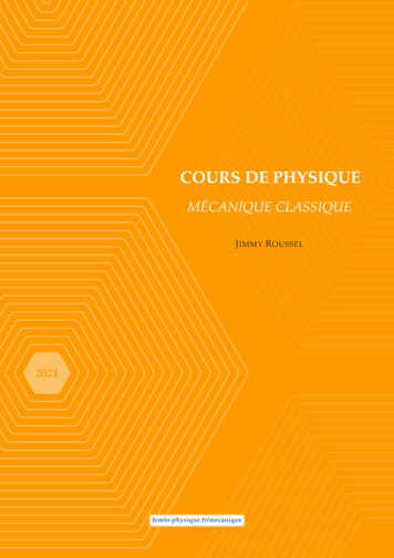Cours De Mécanique Classique - Femto-physique