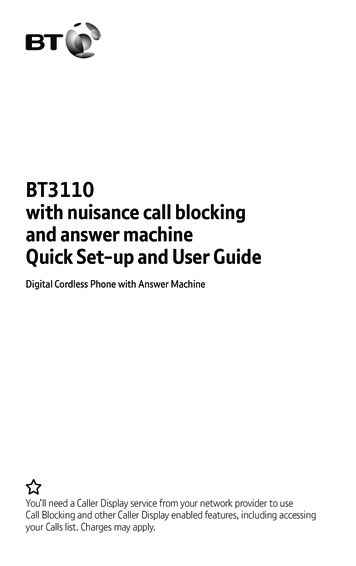 BT3110 With Nuisance Call Blocking And Answer Machine Quick Set-up And .