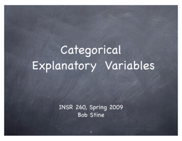 Categorical Explanatory Variables - Department Of Statistics And Data .