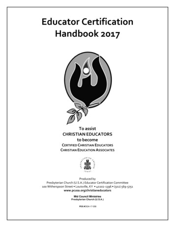 Educator Certification Handbook 2017 - Presbyterian Church