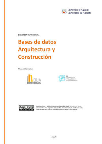 Bases De Datos Arquitectura Y Construcción - Ua