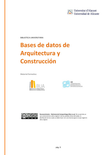 Bases De Datos De Arquitectura Y Construcción - Ua