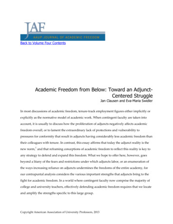 Academic Freedom From Below: Toward An Adjunct- Centered Struggle - AAUP