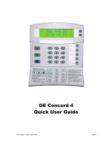 GE Concord 4 Quick User - R.G.A. Security Systems