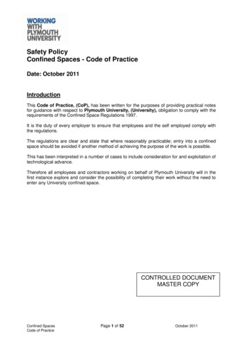 Safety Policy Confined Spaces - Code Of Practice