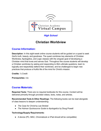 Course - Christian Worldviews - Syllabus - Christian Academy School System