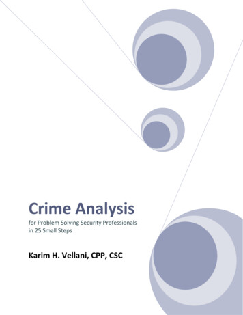 Crime Analysis - ASU Center For Problem-Oriented Policing