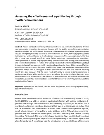 Assessing The Effectiveness Of E-petitioning Through Twitter . - OIDP