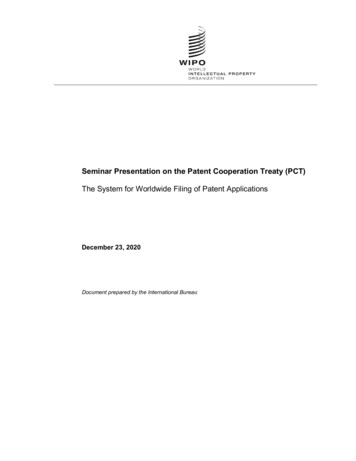 Seminar Presentation On The Patent Cooperation Treaty (PCT) - WIPO