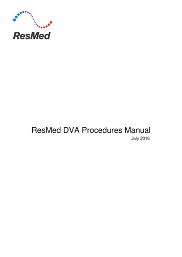 ResMed DVA Procedures Manual