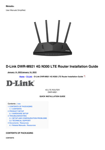 D-Link DWR-M921 4G N300 LTE Router Installation Guide - Manuals 