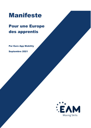 Pour Une Europe Des Apprentis - Euro App Mobility