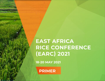 EAST AFRICA RICE CONFERENCE - Sokoine University Of Agriculture