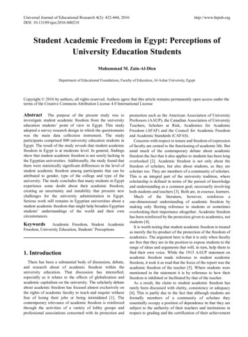 Student Academic Freedom In Egypt: Perceptions Of University . - ERIC