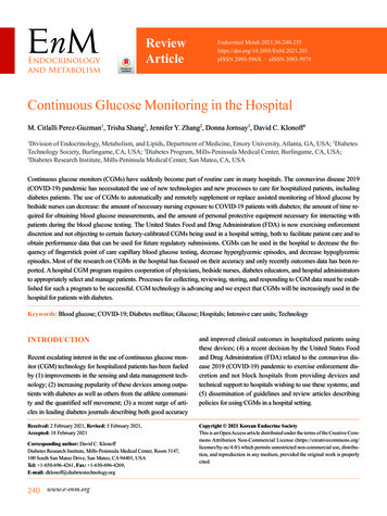 Continuous Glucose Monitoring In The Hospital