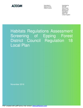Habitats Regulations Assessment Screening Of Epping Forest District .