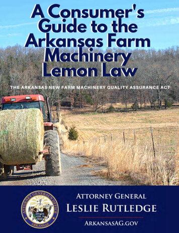 A Consumer's Guide To The Arkansas Farm Machinery Lemon Law