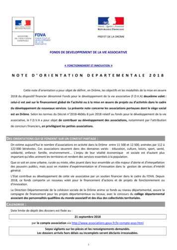 NOTE D'ORIENTATION DEPARTEMENTALE 2018 - Associations