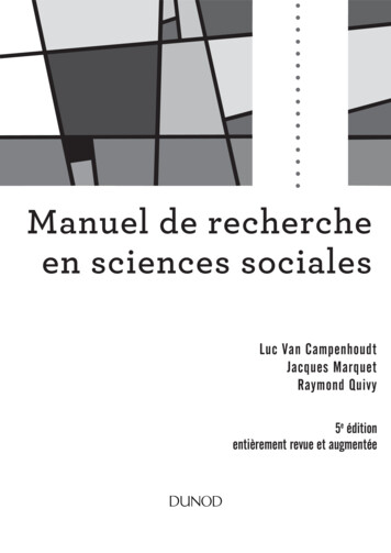 Manuel De Recherche En Sciences Sociales - Dunod